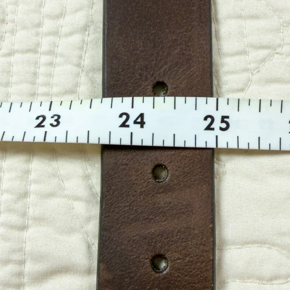 Joe's Jeans Dark Brown Genuine Leather Belt Gunmetal Square Buckle Minimalist 38